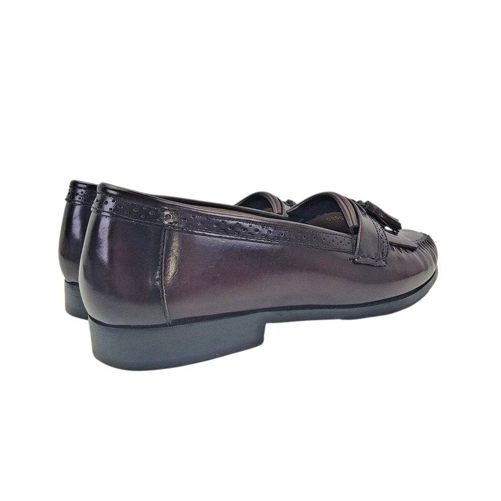 Bass‎ Niles Men's Burgundy Leather Moc Toe Kiltie Tassel Loafer Shoes Size 10 D